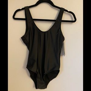 Petite scoop back swimsuit black